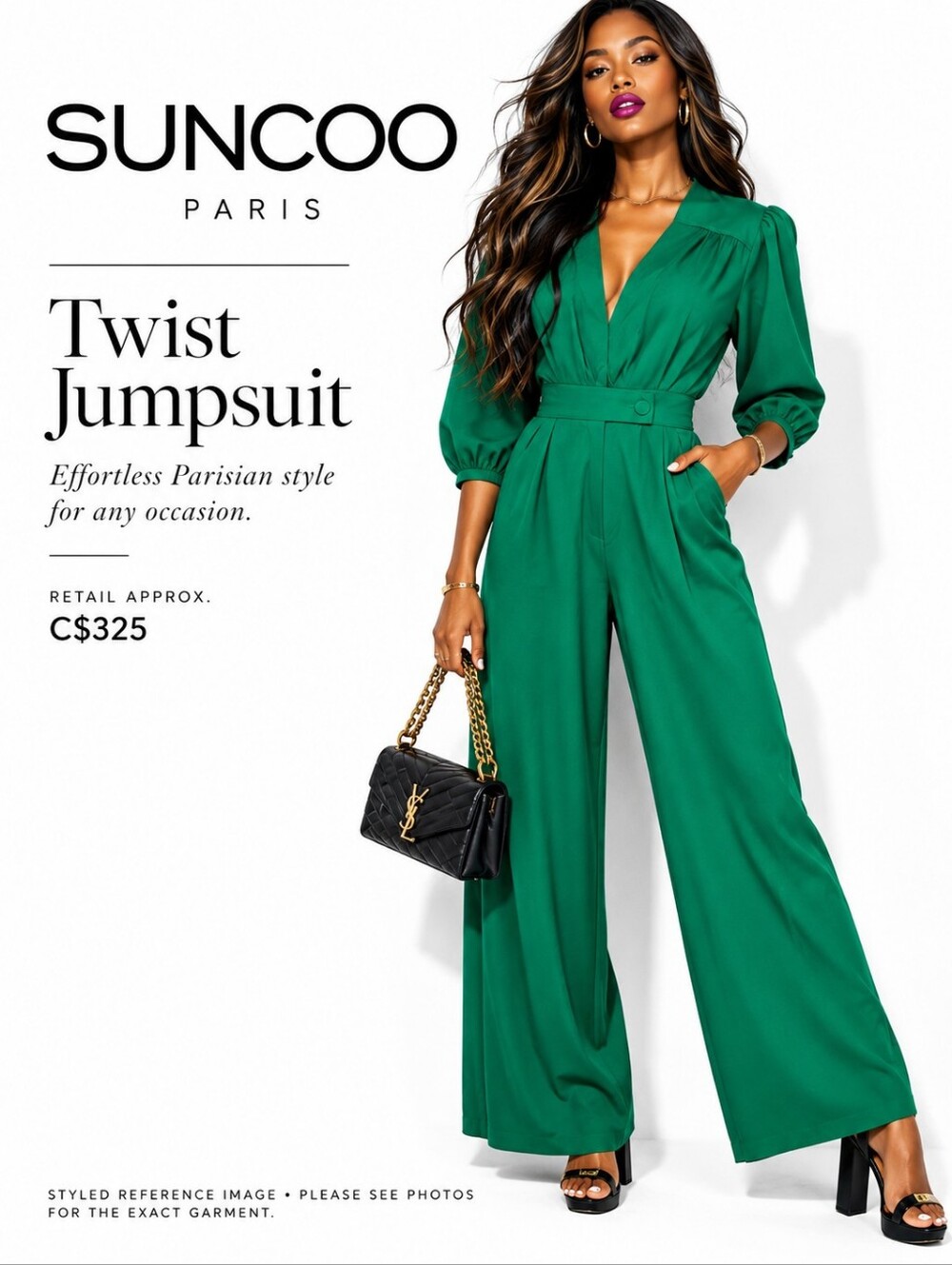 Suncoo Tiana Jumpsuit Green Like New Size Small